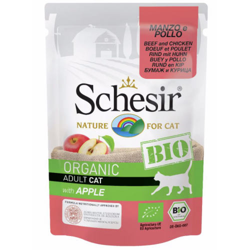 Schesir Chat Boeuf / Poulet / Pomme Bio 85 gr