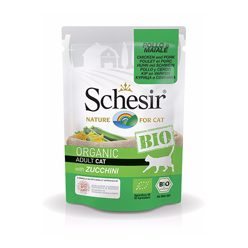 Schesir Chat Bio Poulet / Porc / Courgette 85 gr