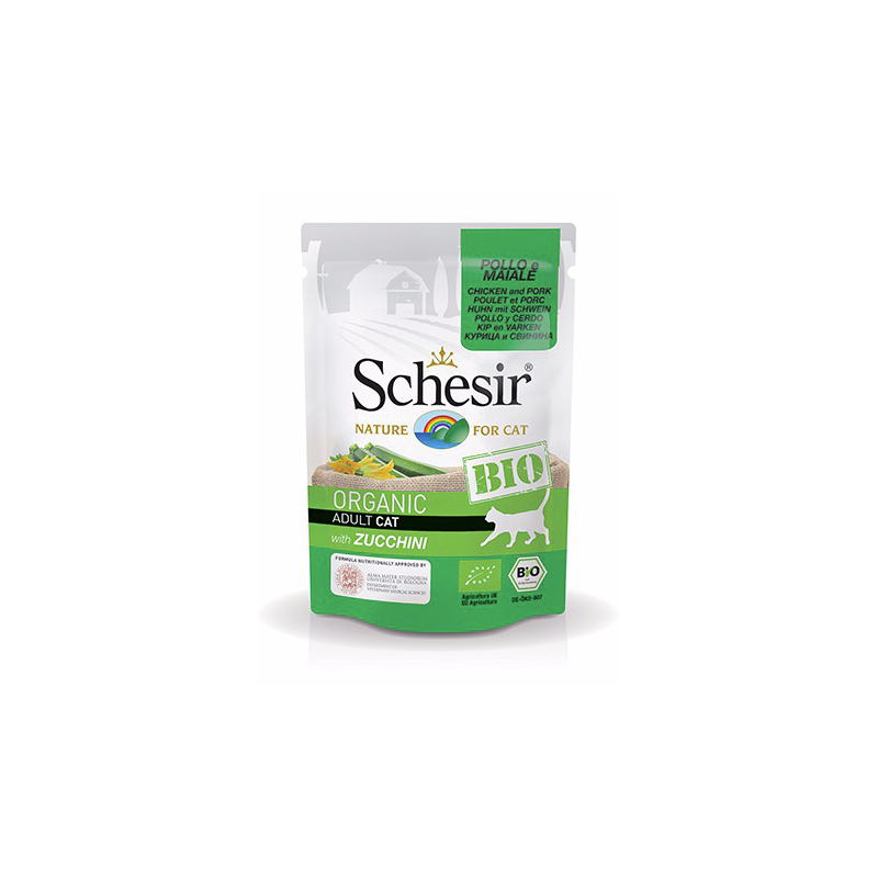 Schésir Chat Bio Poulet / Porc / Courgette 85 gr