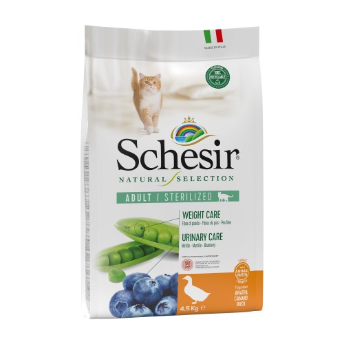 Schesir chat Adulte Sterilized Canard Mono proteine 4,5KG