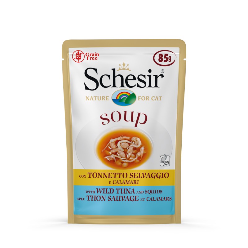 Schésir Soupe Chat Thon avec Calamar 85g