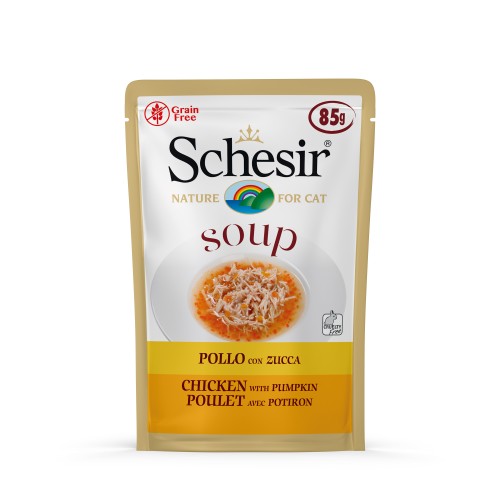 Schesir Soupe Chat Poulet avec Citrouille 85g