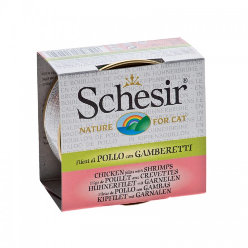 Schesir Chat Poulet Crevettes avec Bouillon 70 gr