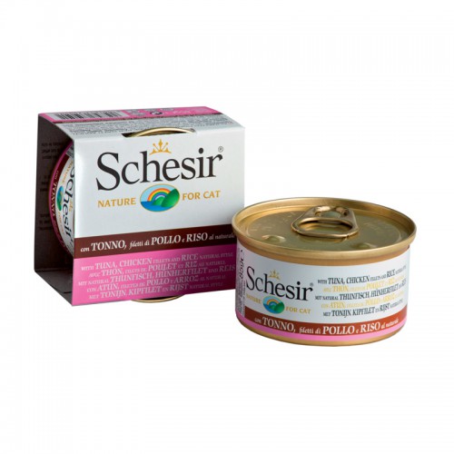 Schesir Chat Thon et Poulet avec Riz au Naturel 85 gr