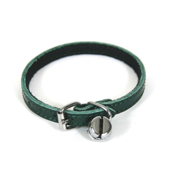 Collier Cuir Chat vert