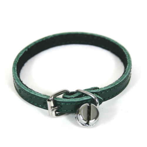 Collier Cuir Chat vert