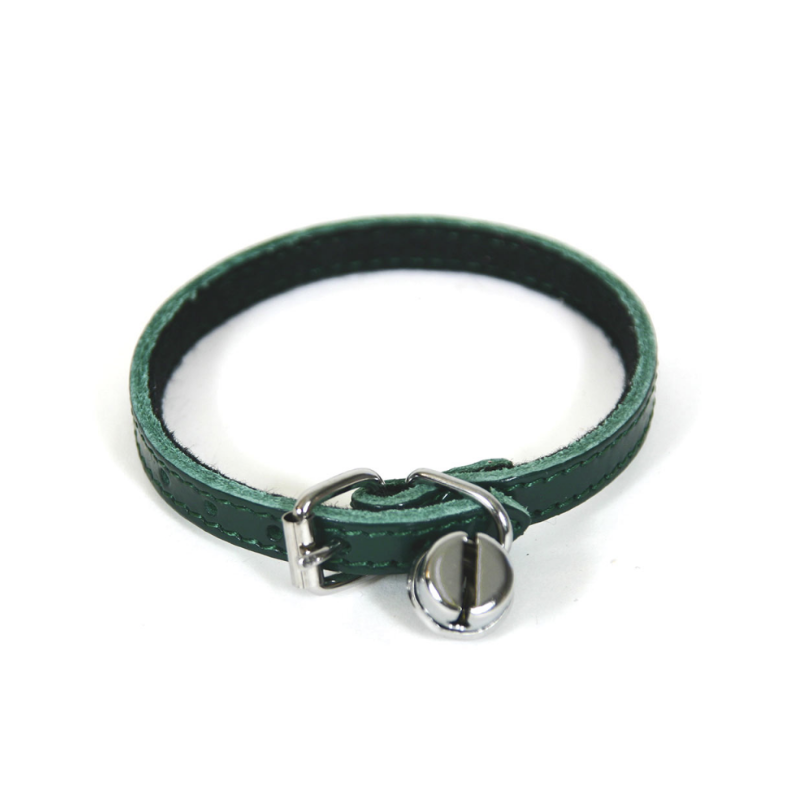 Collier Cuir Chat vert